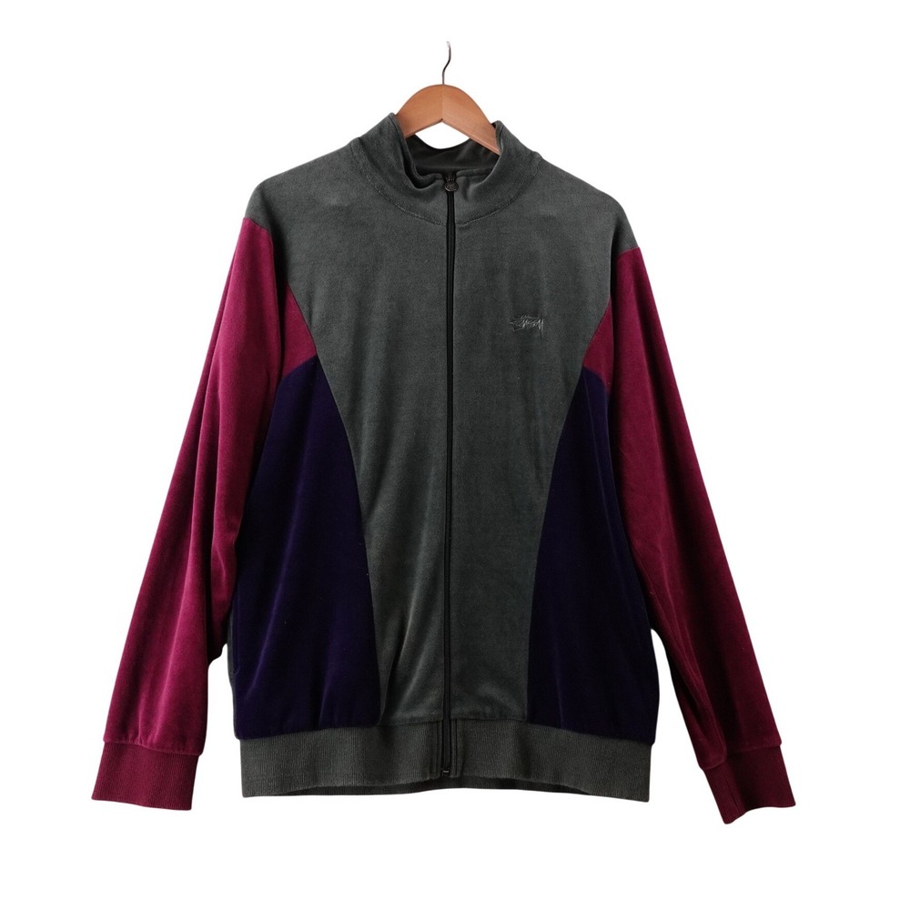 Stussy Velvet Colorblock Track Jacket Zip Up Full Zip Men's Size M Y2K